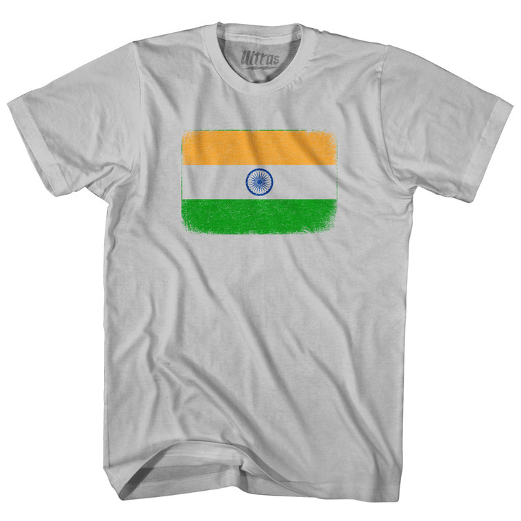 India Country Flag Adult Cotton T-shirt - Cool Grey