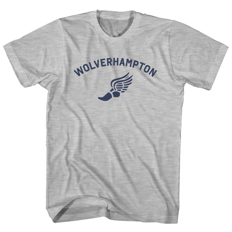 Wolverhampton Running Track Winged Foot Womens Cotton Junior Cut T-Shirt - Grey Heather