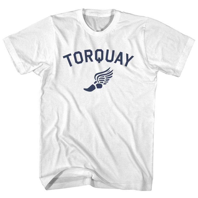 Torquay Running Track Winged Foot Adult Cotton T-shirt - White