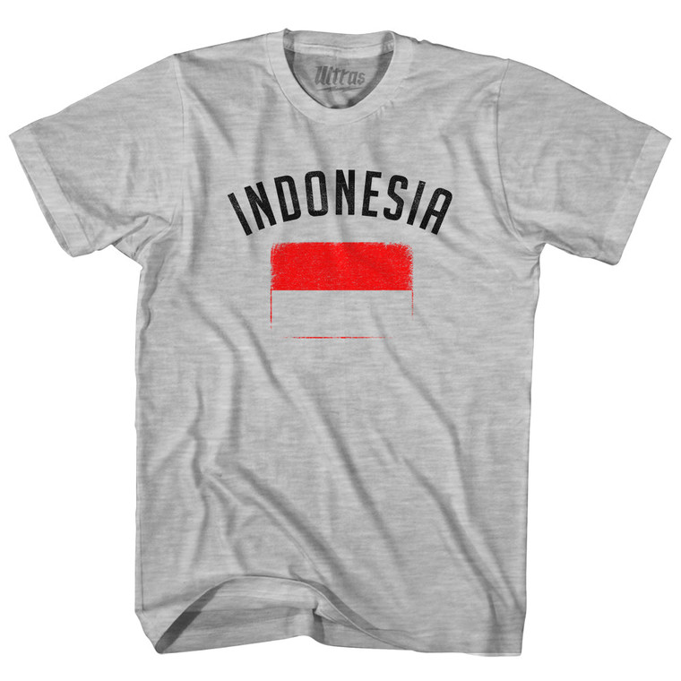 Indonesia Country Flag Heritage Adult Cotton T-shirt - Grey Heather Indonesia Country Flag Heritage Adult Cotton T-shirt - Grey Heather