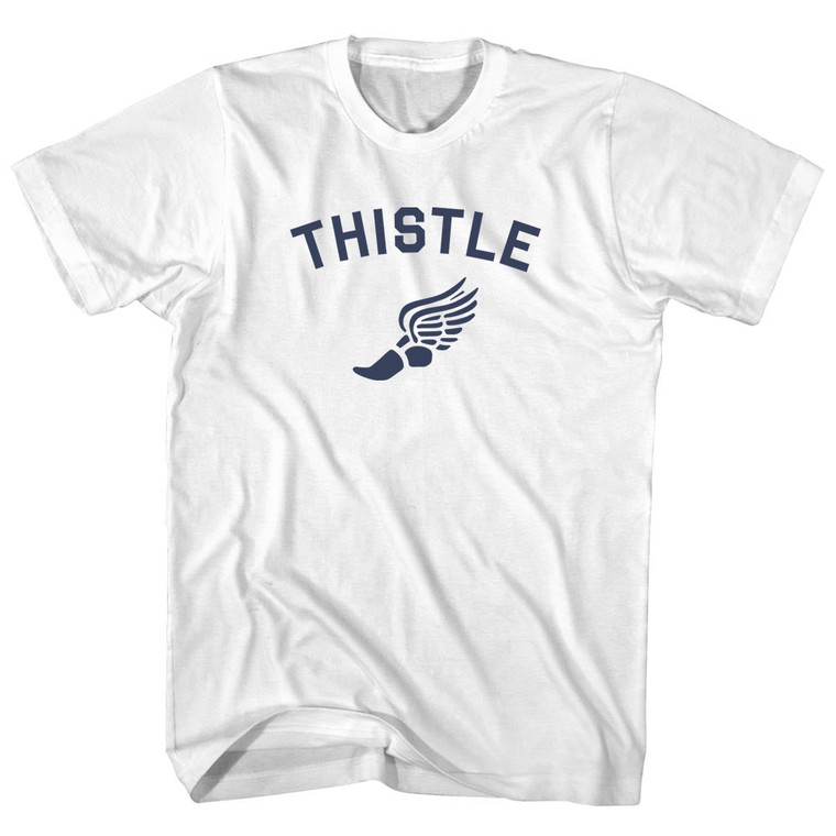 Thistle Running Track Winged Foot Adult Cotton T-shirt - White