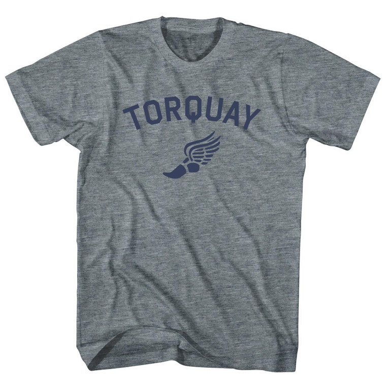 Torquay Running Track Winged Foot Womens Tri-Blend Junior Cut T-Shirt - Athletic Grey