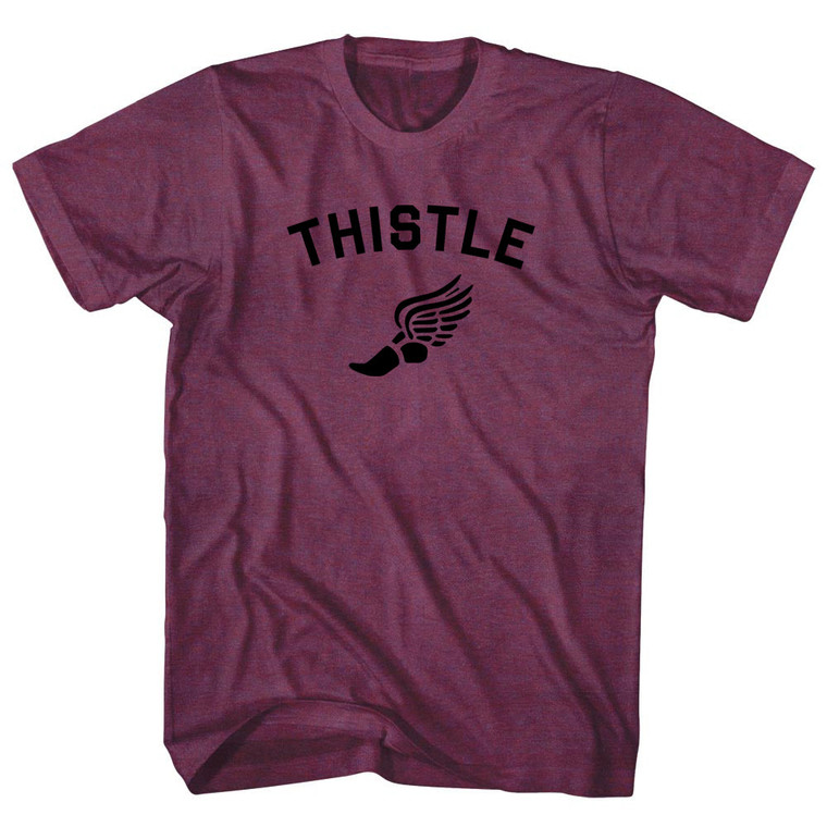 Thistle Running Track Winged Foot Adult Tri-Blend T-shirt - Athletic Cranberry