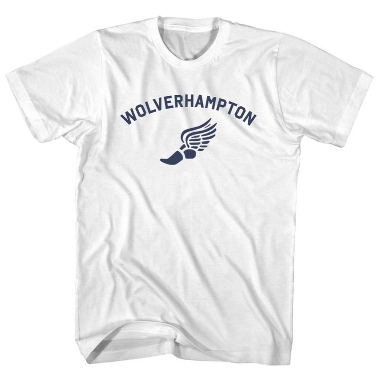 Wolverhampton Running Track Winged Foot Womens Cotton Junior Cut T-Shirt - White