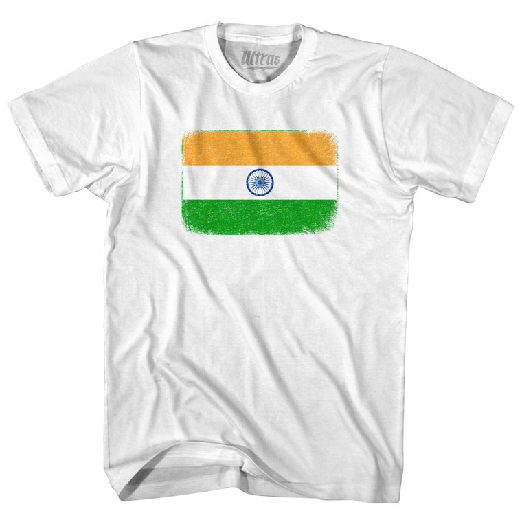 India Country Flag Adult Cotton T-shirt - White