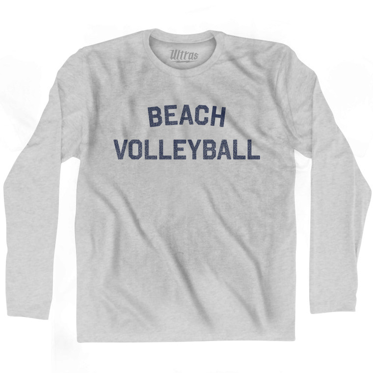 Beach Volleyball Adult Cotton Long Sleeve T-shirt - Grey Heather