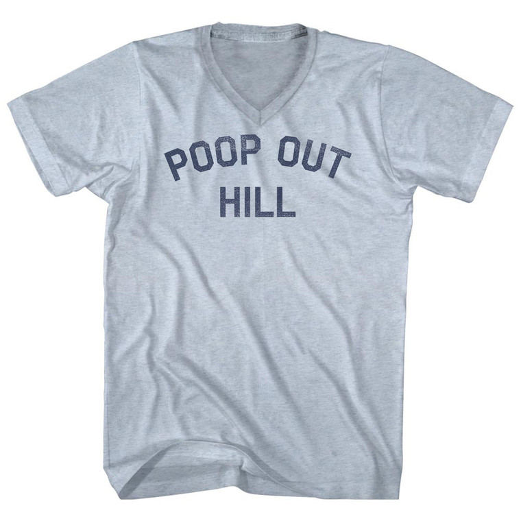 Poop Out Hill Adult Tri-Blend V-neck T-shirt - Athletic White