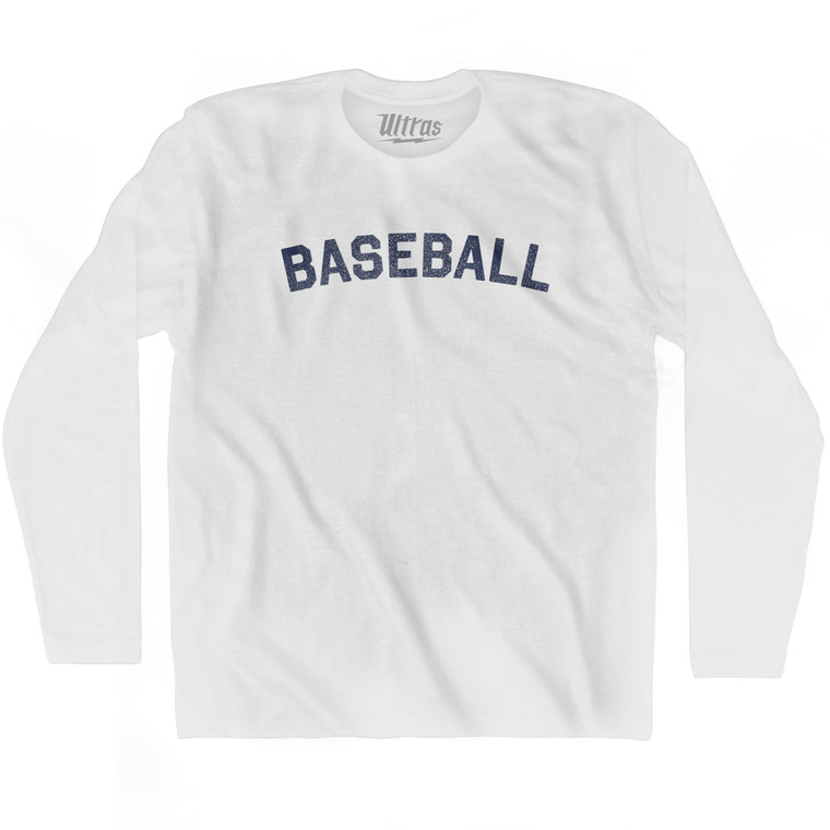 Baseball Adult Cotton Long Sleeve T-shirt - White