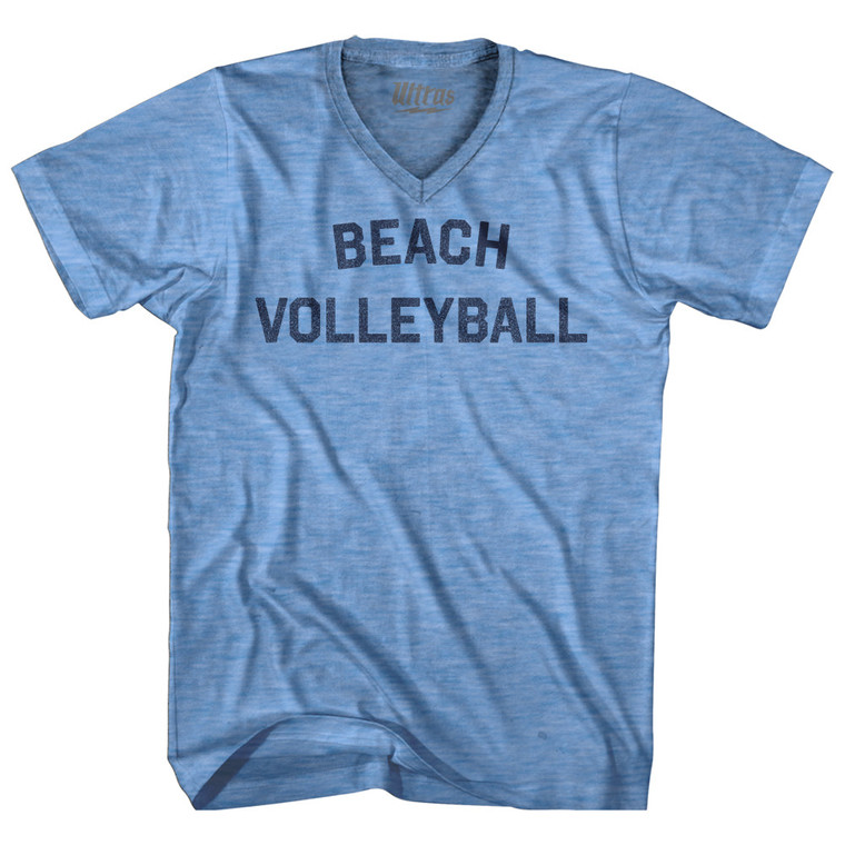 Beach Volleyball Adult Tri-Blend V-neck T-shirt - Athletic Blue
