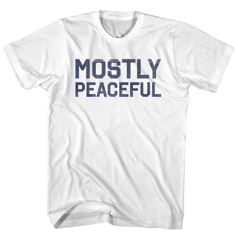 Mostly Peaceful Womens Cotton Junior Cut T-Shirt - White