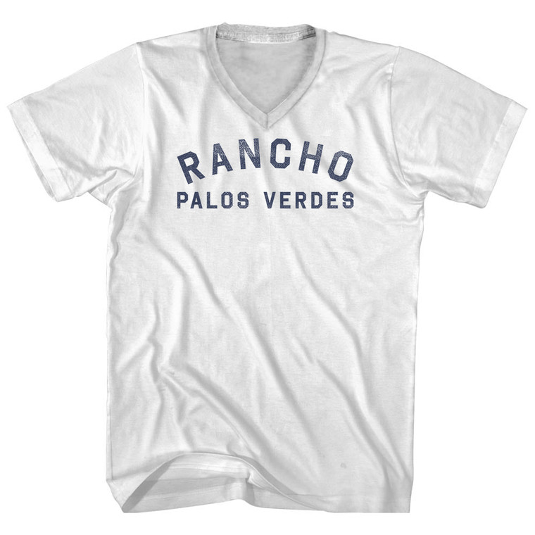 Rancho Palos Verdes Adult Cotton V-Neck T-Shirt - White
