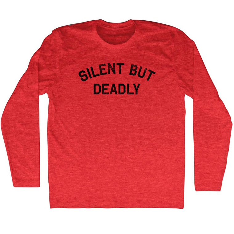 Silent But Deadly Adult Tri-Blend Long Sleeve T-Shirt - Athletic Red