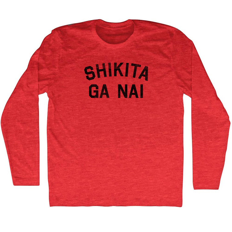 Shikita Ga Nai Adult Tri-Blend Long Sleeve T-Shirt - Athletic Red