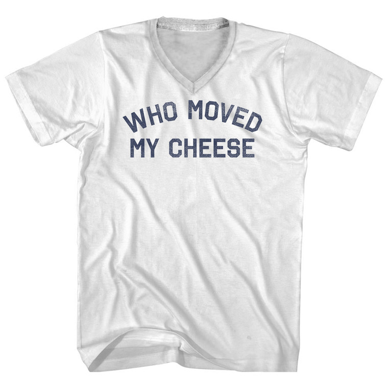 Who Moved My Cheese Adult Cotton V-Neck T-Shirt - White