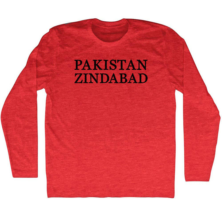 Pakistan Zindabad Rage Font Adult Tri-Blend Long Sleeve T-shirt - Athletic Red