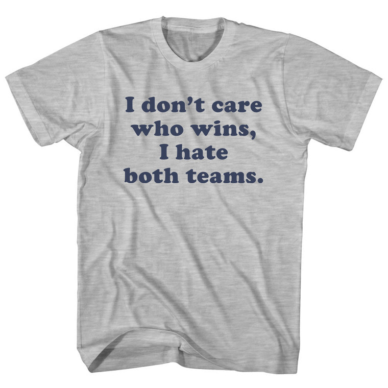 I Don't Care Who Wins, I Hate Both Teams. Custom Cooper Font Youth Cotton T-shirt - Grey Heather