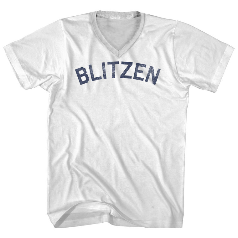 Blitzen Adult Cotton V-neck T-shirt - White