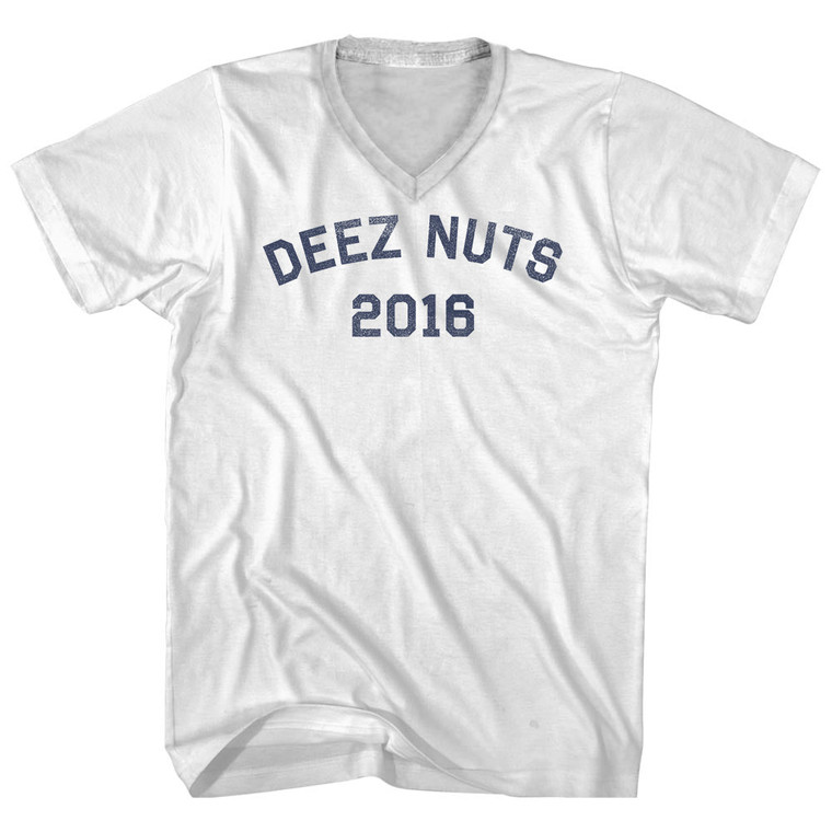 Deez Nuts 2016 Adult Cotton V-neck T-shirt - White