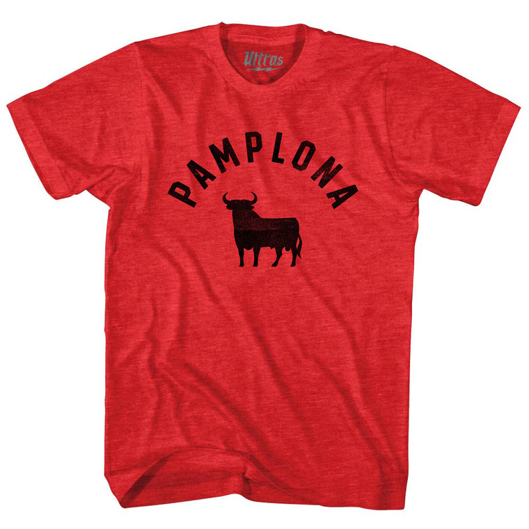 Pamplona Spain Bull Adult Tri-Blend T-shirt - Athletic Red