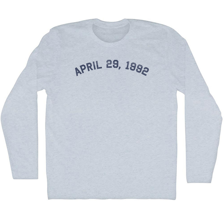 April 29, 1992 Adult Tri-Blend Long Sleeve T-shirt - Athletic White
