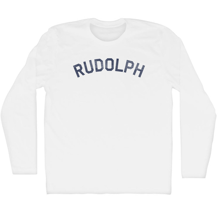 Rudolph Adult Cotton Long Sleeve T-shirt - White