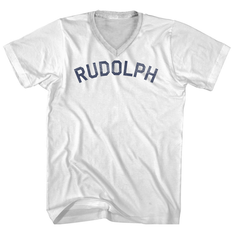 Rudolph Adult Cotton V-neck T-shirt - White