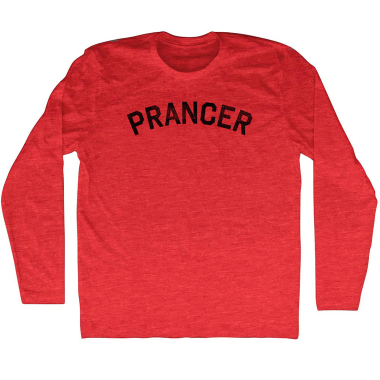 Prancer Adult Tri-Blend Long Sleeve T-shirt - Athletic Red