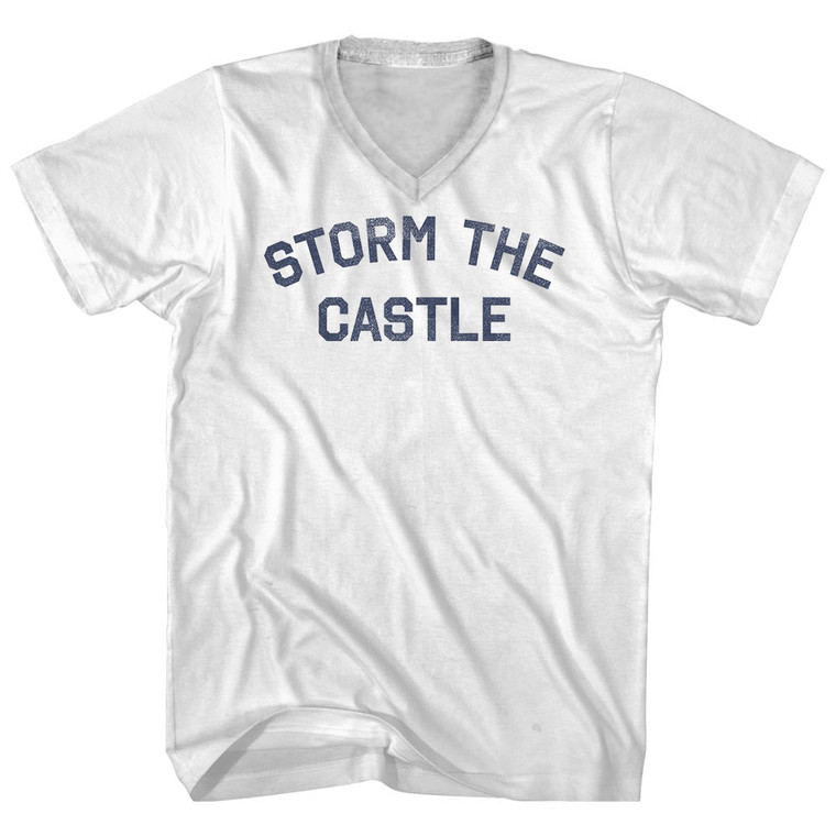 Storm The Castle Adult Cotton V-neck T-shirt - White