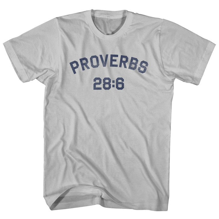 Proverbs 28 6 Adult Cotton T-shirt - Cool Grey