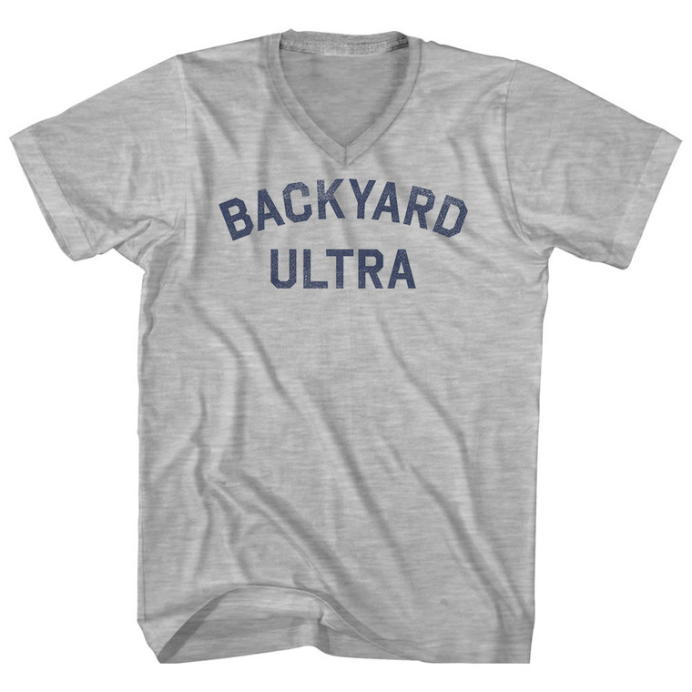Backyard Ultra Adult Cotton V-Neck T-Shirt - Grey Heather