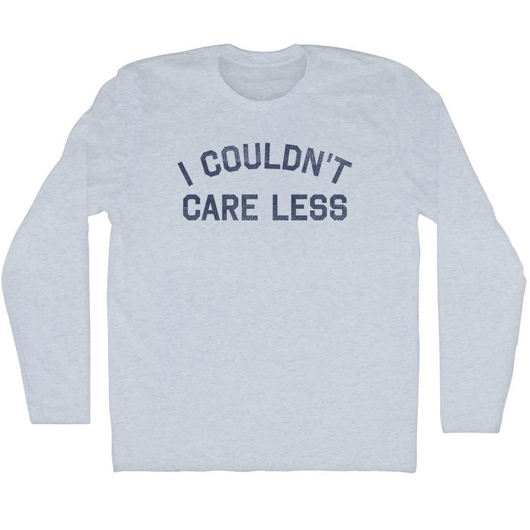 I Couldn't Care Less Adult Tri-Blend Long Sleeve T-Shirt - Athletic White