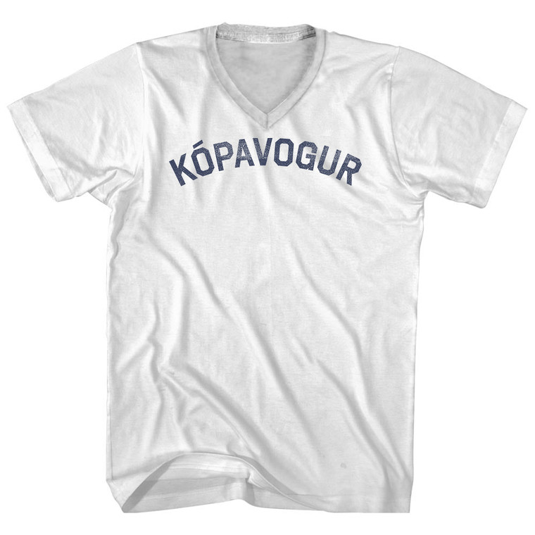 Kopavogur Adult Cotton V-Neck T-Shirt - White
