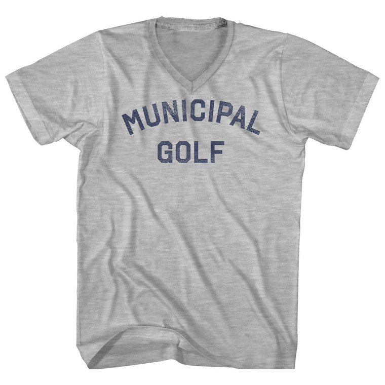 Municipal Golf Adult Cotton V-Neck T-Shirt - Grey Heather