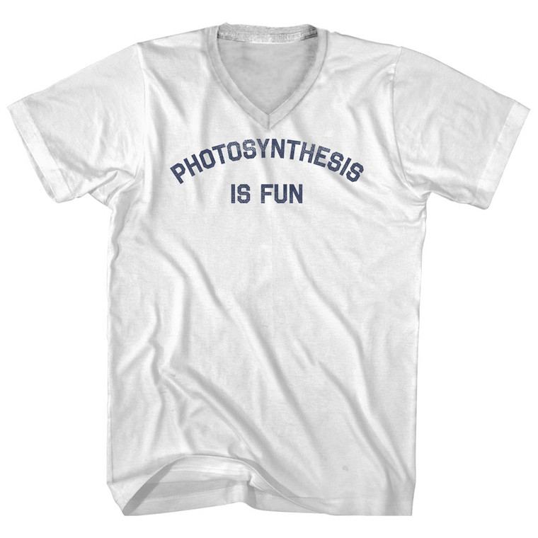 Photosynthesis Is Fun Adult Cotton V-Neck T-Shirt - White