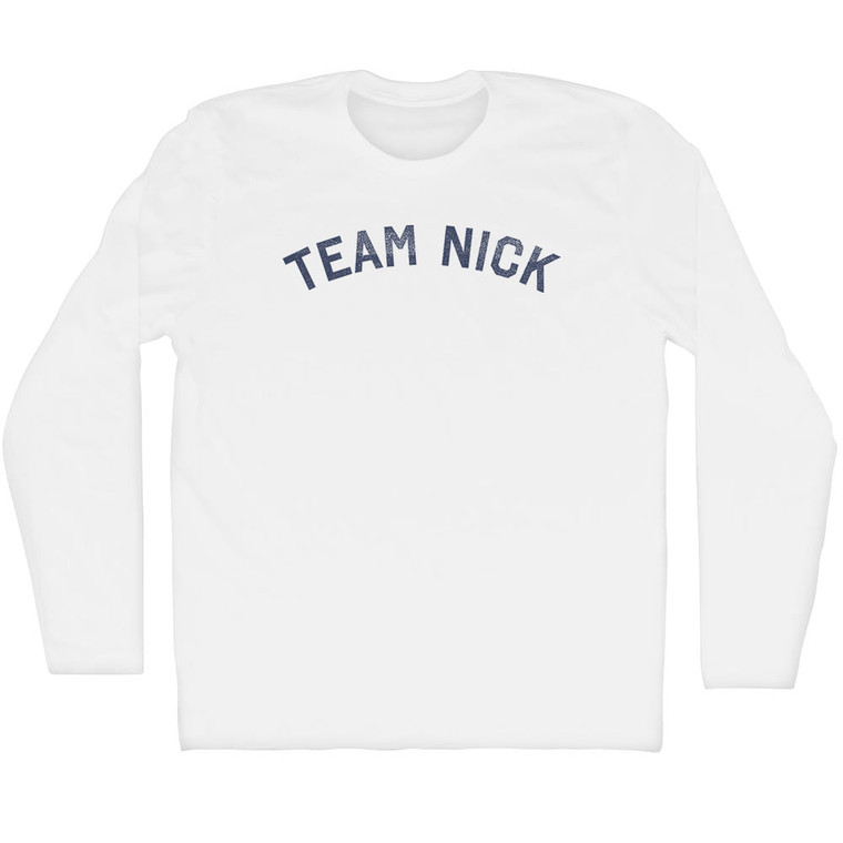 Team Nick Adult Cotton Long Sleeve T-Shirt - White