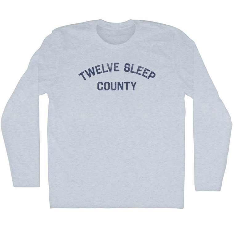 Twelve Sleep County Adult Tri-Blend Long Sleeve T-Shirt - Athletic White