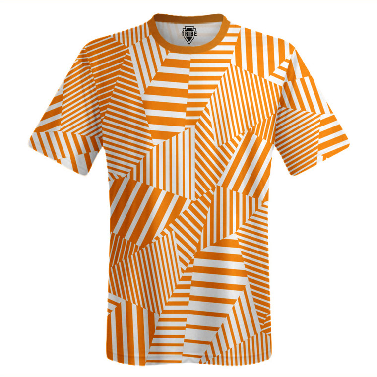 Multiple Lines Pattern Lacrosse Shooter Shirt - Orange Tennessee and White