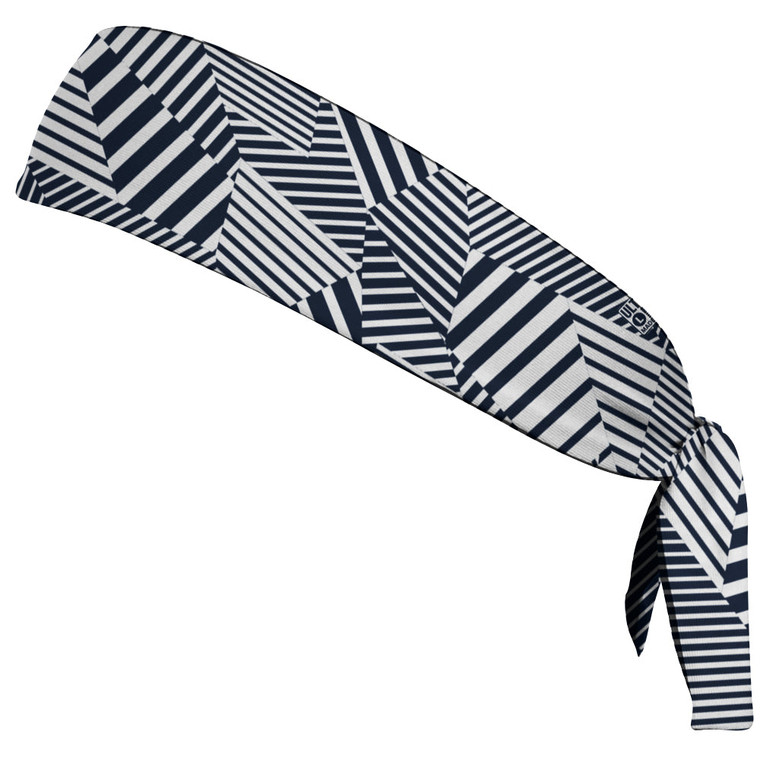 Multiple Lines Pattern Headband Made In USA - Blue Navy and White