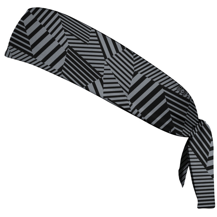 Multiple Lines Pattern Headband Made In USA - Grey Dark and Black