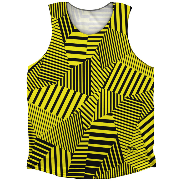 Multiple Lines Pattern Finish Line Athletic Tank Top - Yellow Bright and Black