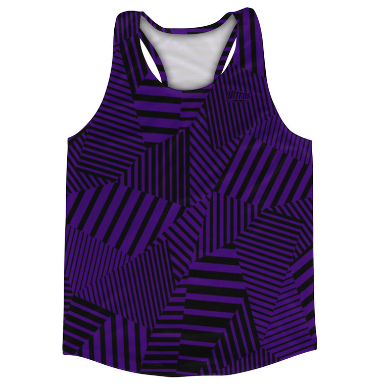 Multiple Lines Pattern Running Racerback Singlet - Purple Lakers and Black