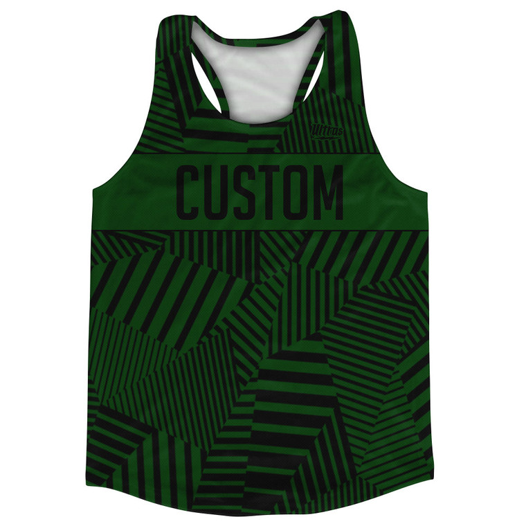 Multiple Lines Pattern Custom Finish Line  Running Racerback Singlet - Green Forest and Black