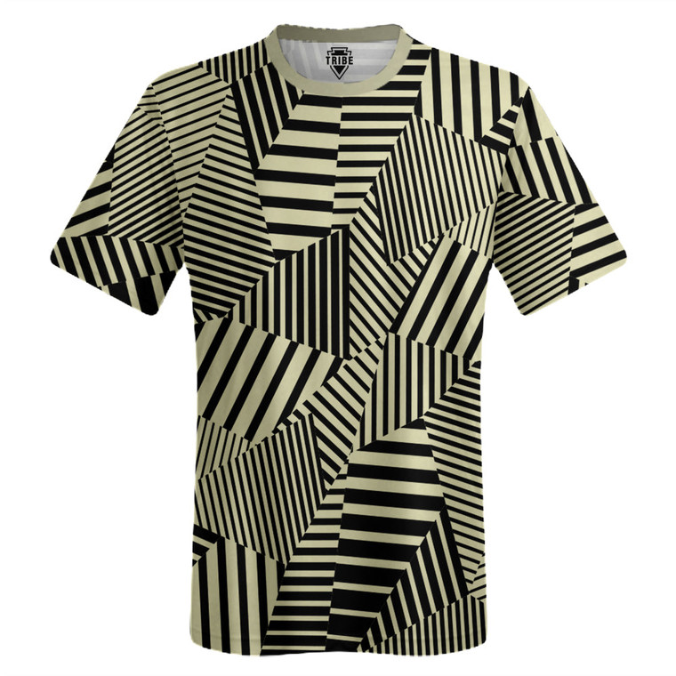 Multiple Lines Pattern Lacrosse Shooter Shirt - Vegas Gold and Black