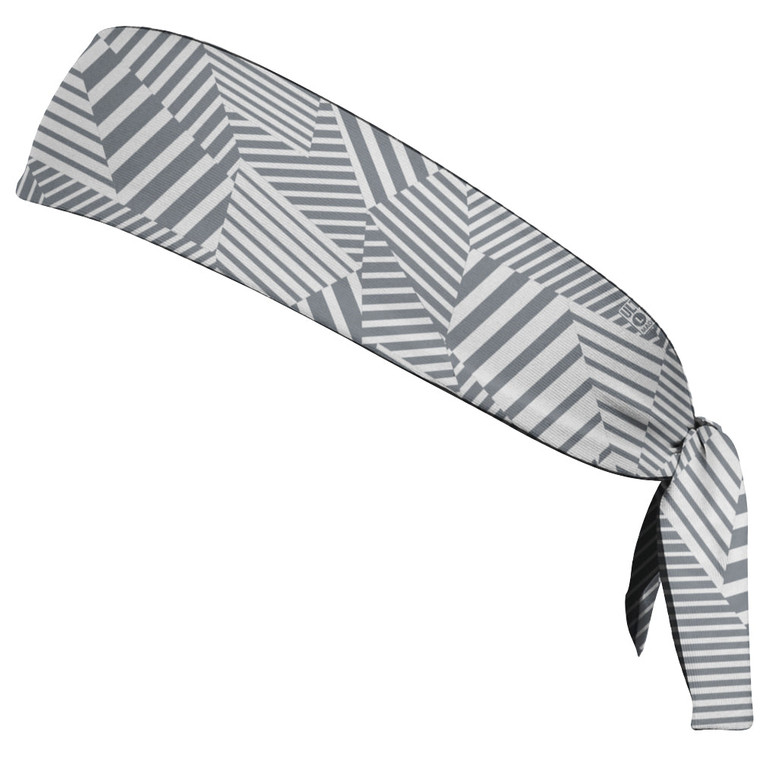 Multiple Lines Pattern Headband Made In USA - Grey Dark and White