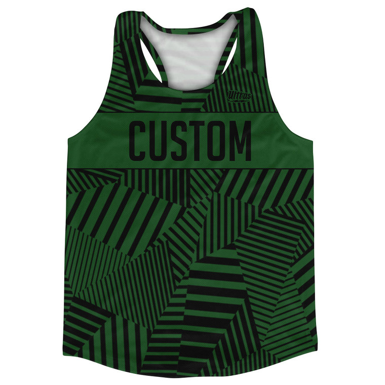 Multiple Lines Pattern Custom Finish Line  Running Racerback Singlet - Green Hunter and Black