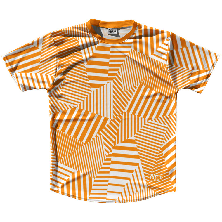 Multiple Lines Pattern Running Shirt Track Cross Made In USA - Orange Tennessee and White