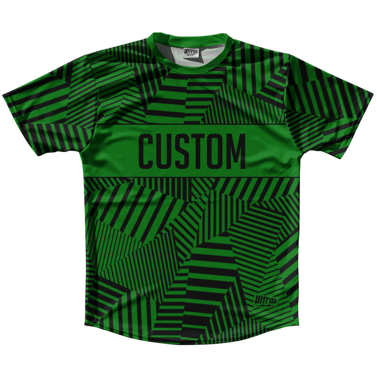 Multiple Lines Pattern Custom Finish Line  Running Shirt Track Cross Made In USA - Green Kelly and Black
