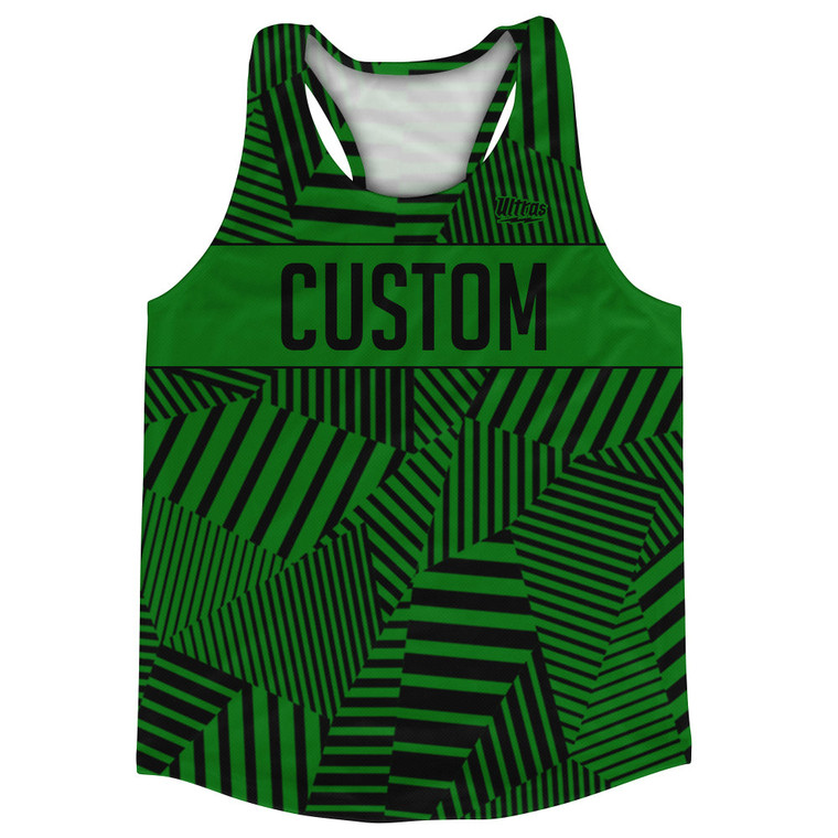Multiple Lines Pattern Custom Finish Line  Running Racerback Singlet - Green Kelly and Black
