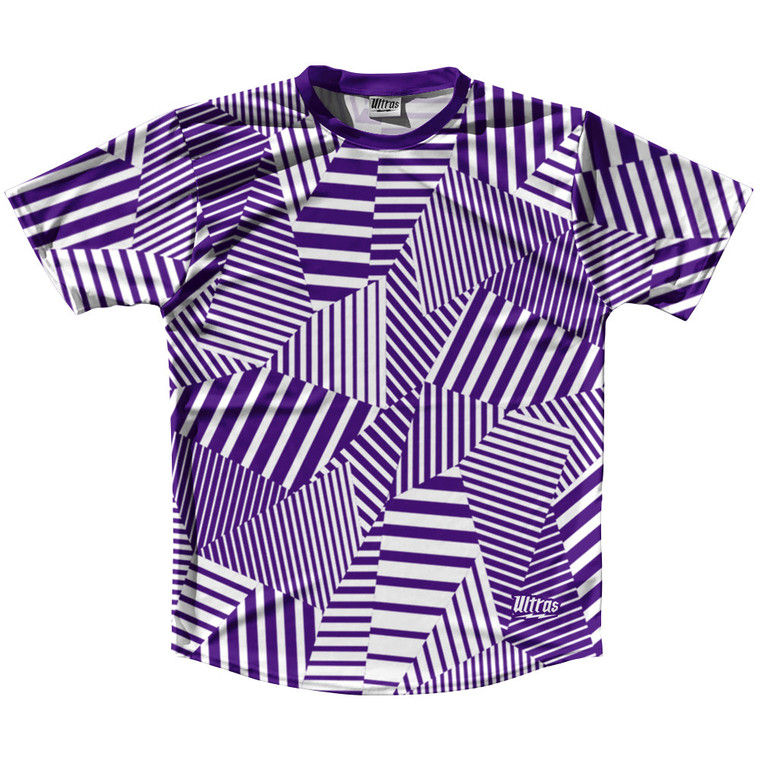 Multiple Lines Pattern Running Shirt Track Cross Made In USA - Purple Lakers and White
