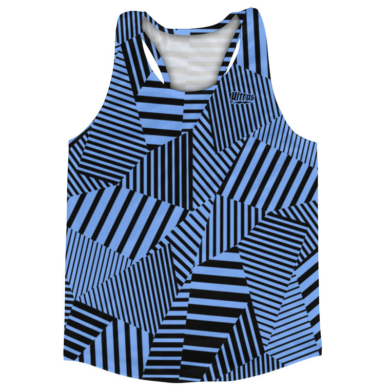 Multiple Lines Pattern Running Racerback Singlet - Blue Carolina and Black